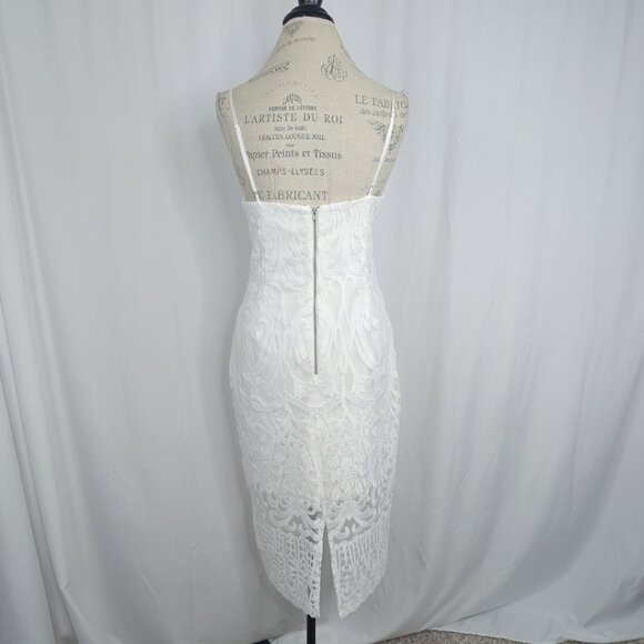 Bardot Lace Dress 8 Medium White Midi - Picture 7 of 10